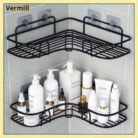 VERMILL โลหะสำหรับตกแต่ง ชั้นเก็บของในห้องน้ำ สามเหลี่ยมแอลอีดี อุปกรณ์ติดผนัง ที่วางเครื่องสำอางแบบตั้ง ทนทานต่อการใช้งาน ชั้นเจลอาบน้ำ ห้องครัวห้องน้ำห้องน้ำ