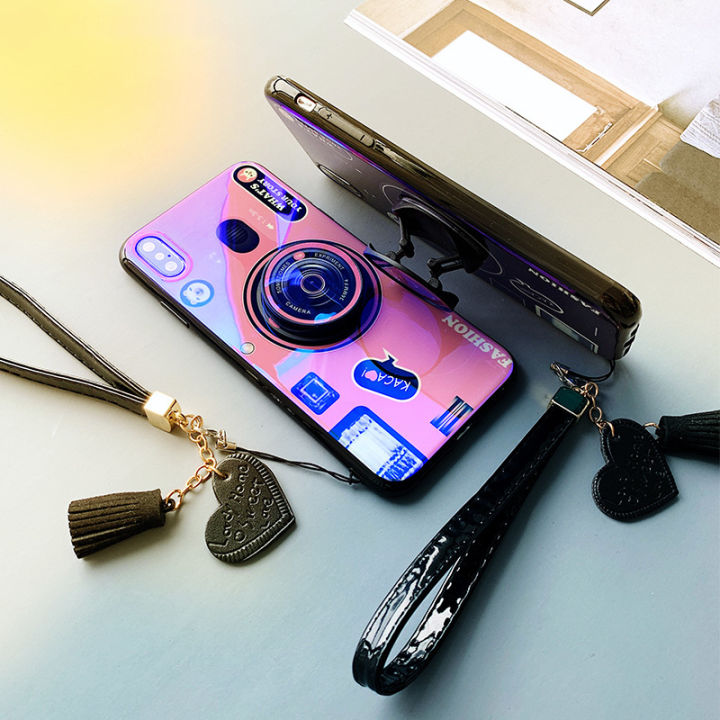 gloden-tree-for-vivo-v25-5g-case-camera-pattern-stand-beautiful-tassel-hand-strap-protective-back-cover-couple-cases