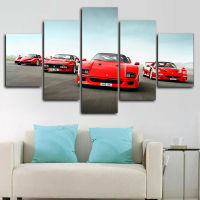 Classic Red Ferrari Racing F40 5 Panel Canvas Picture Print Wall Art Canvas Painting Wall Decor for Living Room Poster No Framed