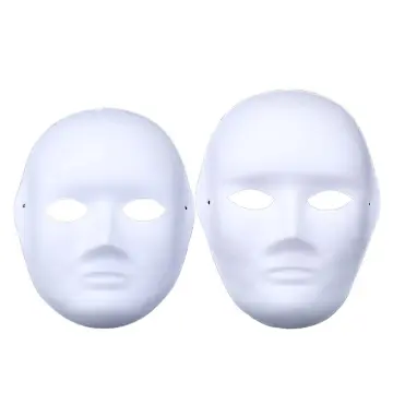 12PCS Paper DIY White Mask Full Face Opera Masquerade Mask Halloween Mask