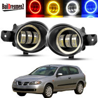 2 X Angel Eye Fog Light Assembly Car LED Lens Fog Daytime Running Lamp DRL 30W 6000LM 12V For Nissan Almera 2II (N16) 2001-2006