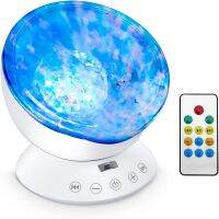 Ocean Wave Projector LED Night Light Lamp Remote Control Timer 8Mode Music Speaker Bedroom Sleep Gift Adult Kid Baby Nightlight Night Lights