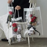 10pcs/lot PVC Transparent Tote Bag Rose Bouquet Packaging Florist Supply Gift Wrapping Paper Handmade Material Decor For Home Gift Wrapping  Bags