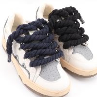 【LZ】▽ﺴ  Qualidade Rodada Cadarços Coloridos 1CM Grosso Algodão Cadarço Running Sneakers Laces 1 Par 100/120/140CM Botas Sapatos Sapatos