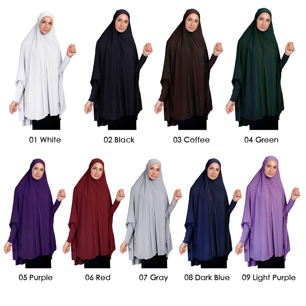 Muslim Women Long Khimar Abaya Overhead Scarf Hijab Jilbab HeadWrap Ramadan Arab 