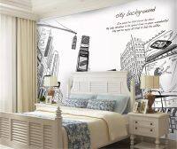 ๑►❁ Decorative wallpaper Hand-painted Urban Street Background Wall