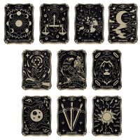 Vintage creative Tarot card style Metal brooch Cartoon geometric decorative badge Accessories pins wholesale Gift to friends Fashion Brooches Pins