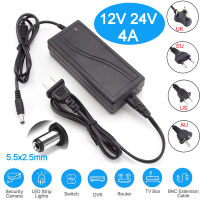 แหล่งจ่ายไฟ AC 110-240V ถึง DC 12V 24V 4A Power Adapter หม้อแปลงไฟฟ้า 5.5x2.5 มม.ปลั๊กอะแดปเตอร์ชาร์จสำหรับกล้องวงจรปิด LED โคมไฟ-DCVS STORE