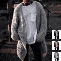 [COD] foreign trade mens autumn and winter new mid-length knitted sweater thick needle cardigan jacket SY0156