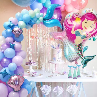 Mermaid Birthday Party Decorations Under The Sea Party Supplies Mermaid Happy Birthday Balloons garland arch decor Baby Shower