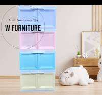 Wfurniture?ตู้พลาสติกอเนกประสงค์ 4ชั้น ?มือจับบน/ฝาสวิง ✅รุ่น Color Vid ?สีPastel Twin Mix  ❗️❗️สินค้าพร้อมส่ง❗️❗️