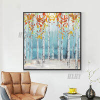 บทคัดย่อ Handmade ต้นไม้ภาพวาดสีน้ำมันบนผ้าใบที่มีสีสันสวยงามภาพวาดต้นไม้ Modern Landscape Wall Art สำหรับตกแต่งบ้าน