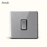 Avoir Lighting Push Button SwitchEurope Standard Wall Power Socket Luxury Silver Stainless Steel Panel Type-c Charging Outlets