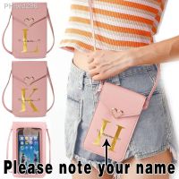 HOT Crossbody Shoulder Bag for Women Customize Free Name Mobile Phone Bags Pink Touch Screen Cell Phone Purse Leather Wallets