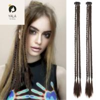 YALA สีดำสีดำ วิกผมสาว braids สังเคราะห์สังเคราะห์สังเคราะห์ สีน้ำตาลสีน้ำตาลเข้ม บีบีคลิปมวยถักเปีย เย็นเย็น ไฟเบอร์ทนความร้อน ถักเปียถักแบบยาว สำหรับผู้หญิง