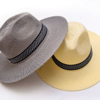 【 Cw】wide Brim Straw Hat Leisure Summer Cap Jazz Panama Fedora Fashion Travel Leisure Sun Hat For Women Men Simple Style Dad Hat Gift