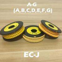 500ชิ้น/ม้วน A-G A-Z ABCDEFG ตัวเลขอาราบิก EC-J 4-6มม. แขนพิมพ์พีวีซียืดหยุ่นหลอดฉลากแบนลวดมาร์กเกอร์สายเคเบิลตะกั่วและอะแดปเตอร์