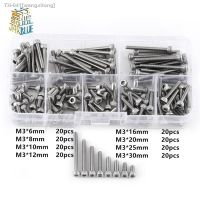 ❀❁ 160Pcs/set M3 Metric Thread Hex Socket Cap Head Screws Bolts SS304 Stainless Steel M3 Screws Assortment Set Fastener Hardware