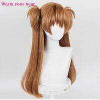 High Quality 68Cm Long Asuka Langley Soryu Cosplay Anime EVA Long Two Color Styling Heat Resistant Hair Party Wig + A Wig Cap