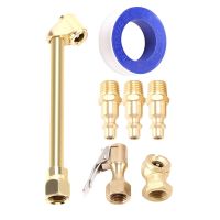 6PCS Brass Air Chuck Set,1/4 Inch Closed Ball Air Chuck &amp; Female NPT Dual Head Air Chuck &amp; Closed Flow Tire Chuck