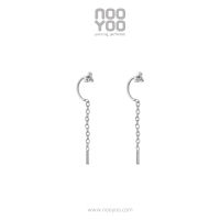 NooYoo ต่างหูสำหรับผิวแพ้ง่าย Trinity Half Moon Dangling Surgical Steel