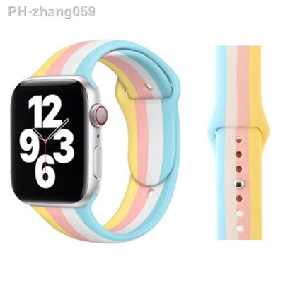 Rainbow Strap For Apple Watch Band 40mm 44mm 38mm 42mm 41mm 45mm 49mm Watch Strap Silicone Bracelet iWatch Ultra 8 7 6 SE 5 4 3
