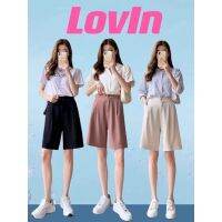 LoveInTH พิเศษ!กางเกงขาสั้นทรงบอย กระดุมหน้า ผ้าไอวี่หรือผ้าเปเป้ ราคาถูกS-2XL มีบริการเก็บปลายทาง