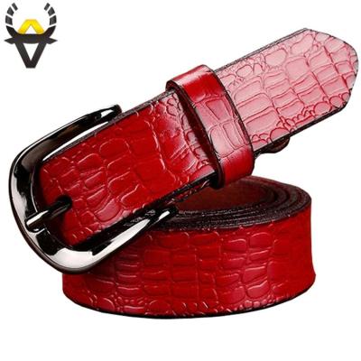 Fashion Genuine leather Belts for women Crocodile design Pin buckle belt woman Quality cow skin waist strap female width 2.8 cm Card Holders