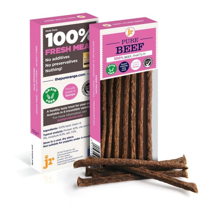 ขนมสุนัข-jr-pet-products-pure-meat-sticks-ทำจากเนื้อสัตว์แท้-100-มี-4-สูตร-ขนาด-50-กรัม-นำเข้าจากอังกฤษ