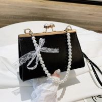 Women Satchels Crossbody Bags Pearl Decor Leather Handbag Pu Faux Leather Solid Color Handbags Lady Single Travel Shoulder Bag