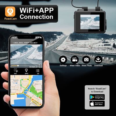 กล้องติดรถยนต์เลนส์คู่ Wi-Fi GPS ติดรถยนต์ DVR 4K 2160P ไดรฟ์เครื่องบันทึกวีดีโอกล้องมองด้านหน้าและด้านหลังกล่องดำถ่ายวิดีโอการมองเห็นได้ในเวลากลางคืน