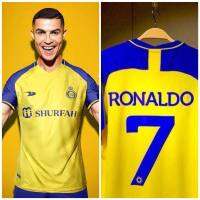 เสื้อฟุตบอล Al Nassr สีเหลือง มีเบอร์กับชื่อ รุ่นใหม่ 2022/23 เนื้อผ้าดีใส่สบาย ลูกค้าสนใจสั่งได้เลยนะดรับ (เสื้อพร้อมกางเกง)