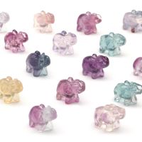 Mineraali Elephants Figurines Natural Rainbow Fluorite Mini Stones Animal Carved Healing Energy Beautiful Colorful Crystal Craft