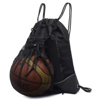 ✿ Drawstring Basketball Bag Multi Pockets Side Mesh Bag Portable Soccer Volleyball Carrier Expandable Backpack Helmet Luggage Bags