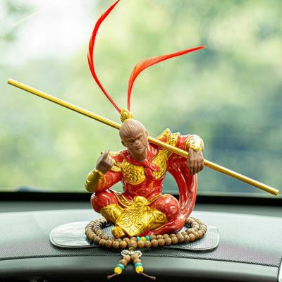 Chinese Myth Monkey King Figurine Sun Wukong Statue Creative Car Decorations Art Crafts Ornament Home Decor Birthday Gifts Cute