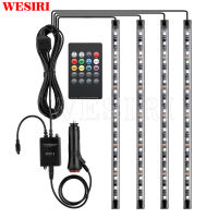 LED Car Strip Lights RGB Multicolor Music Waterproof Automobile Interior Decoration Light Bars DC12V 4pcs 18 LEDs