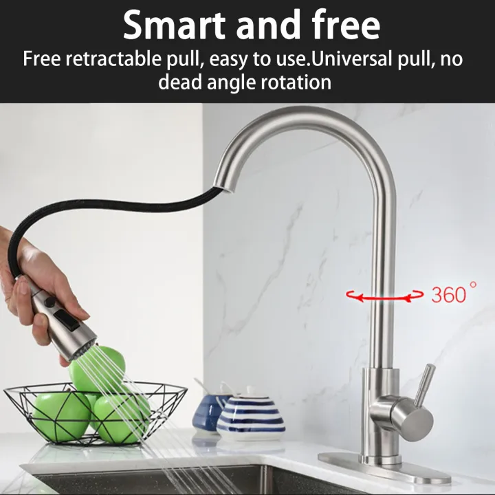 Faucet Extenders Telescopic Tap Stainless Steel Kitchen Pull-out Faucet