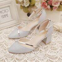 Ready Stock Women heel Kasut Tumit tinggi wanita Thick heels Womens high heel shoes pointed 3~5cm Kasut Perempuan Bridesmaid Wedding Shoe