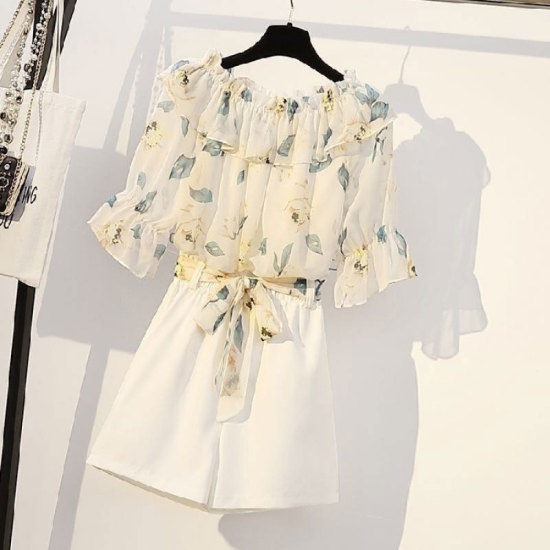 Xiang nian ni bộ đồ hai mảnh cho nữ bộ quần short áo sơ mi hoa thời trang - ảnh sản phẩm 2