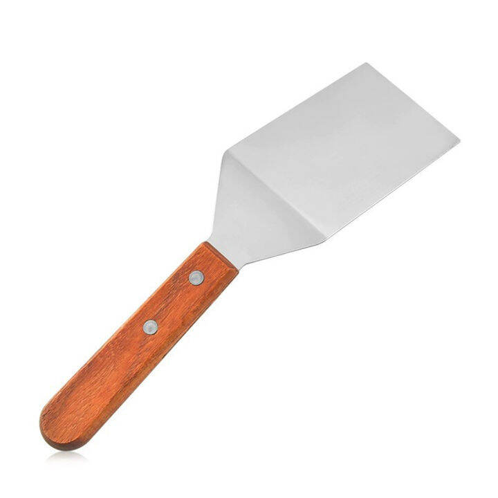 cooking-wooden-handle-stainless-steel-kitchen-tools-pancake-steak-spatula-cake-spatula-pizza-cutter