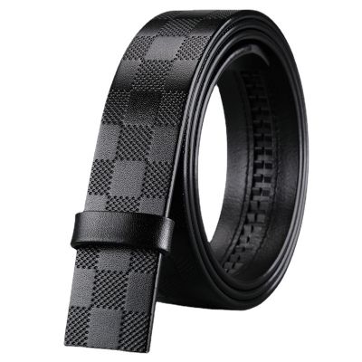 Mens leather belt plaid automatically lead the layer of entire cattle skin with body ▥