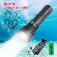 XHP70.2 LED สีเหลือง/ขาว6000ไฟฉายดำน้ำ Lumens ใต้น้ำ100ม. นักดำน้ำดำน้ำลึกเครื่องชาร์จ USB 26650