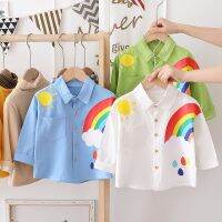 Long Sleeve Cartoon Rainbow 3 Colors Cotton Boys Clothes for 1-5Y