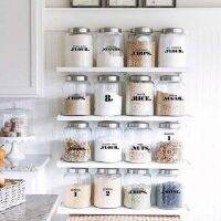 132pcs Kitchen Jars Bottle Container Label Various Shapes Food Label Clear Stickers Can Storgae Box Item Mark 6 Sheets