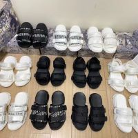 CDˉ Slippers thick bottom outer wear muffin slippers heightened flat bottom magic sticker sports slippers ins beach sandals