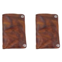 2X Handmade Wrinkle Wallet,Cow Leather Mens Wallets,Retro Leather Money Clips,Crazy Horse Card Holder,Light Brown