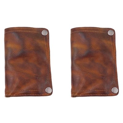 2X Handmade Wrinkle Wallet,Cow Leather Mens Wallets,Retro Leather Money Clips,Crazy Horse Card Holder,Light Brown