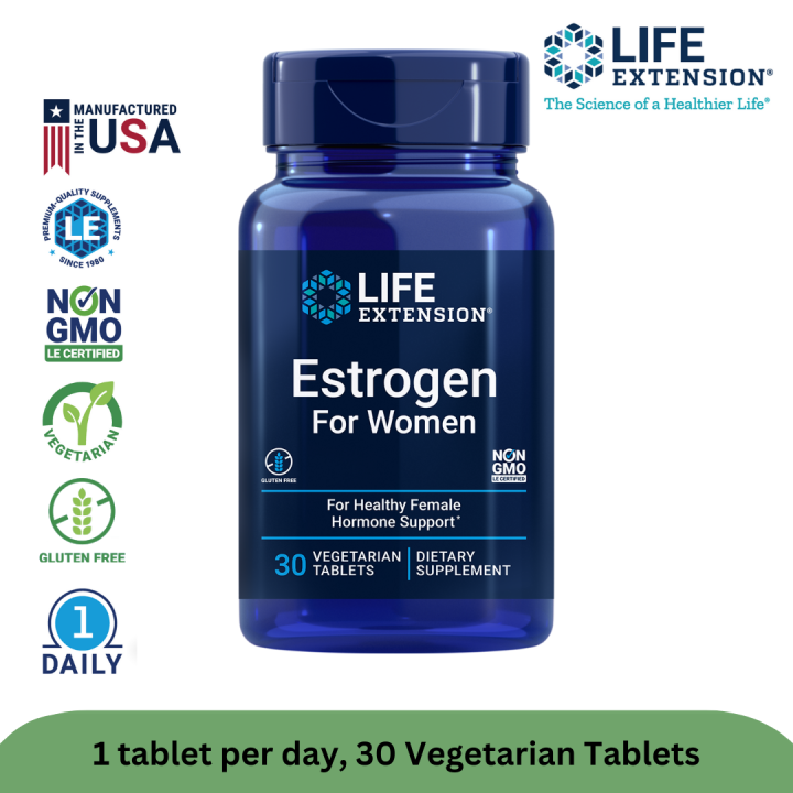 Life Extension Estrogen for Women 30 Vegetarian Tablets (Expiration 08/