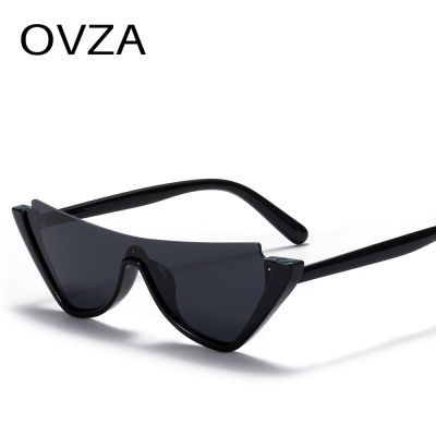 OVZA แฟชั่นสตรีแว่นกันแดดเสื้อผ้าแบรนด์แมวตากึ่งไม่มีขอบแว่นตาบุรุษบิ๊กกรอบเย็นป้องกันรังสียูวี S8081