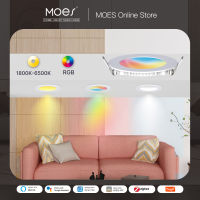 MOES ZigBee Downlight Tuya Thin Dimmin Lamp 6W RGB เปลี่ยนแสงเย็นอบอุ่นทำงานร่วมกับ Alexa Home Smart Life ในงานปาร์ตี้ *